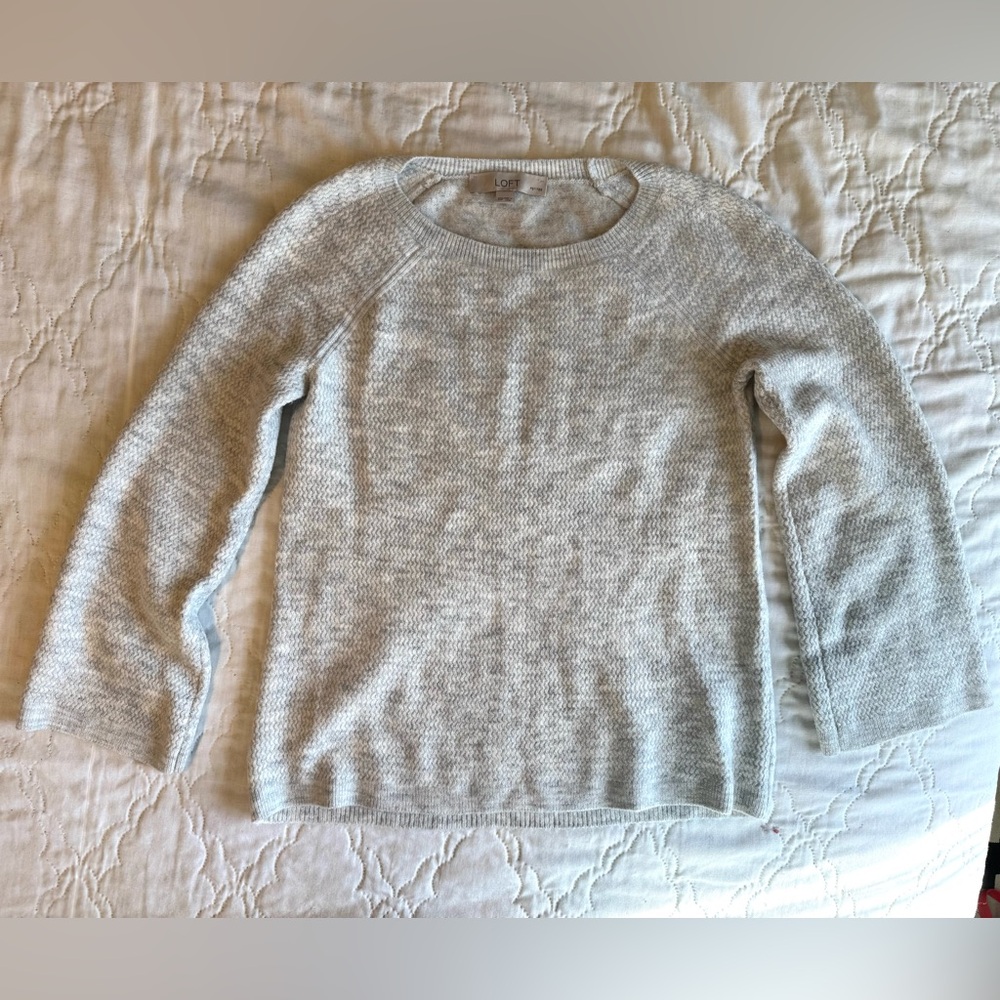 LOFT Grey petit sweater 3/4 length bell sleeve size XSP